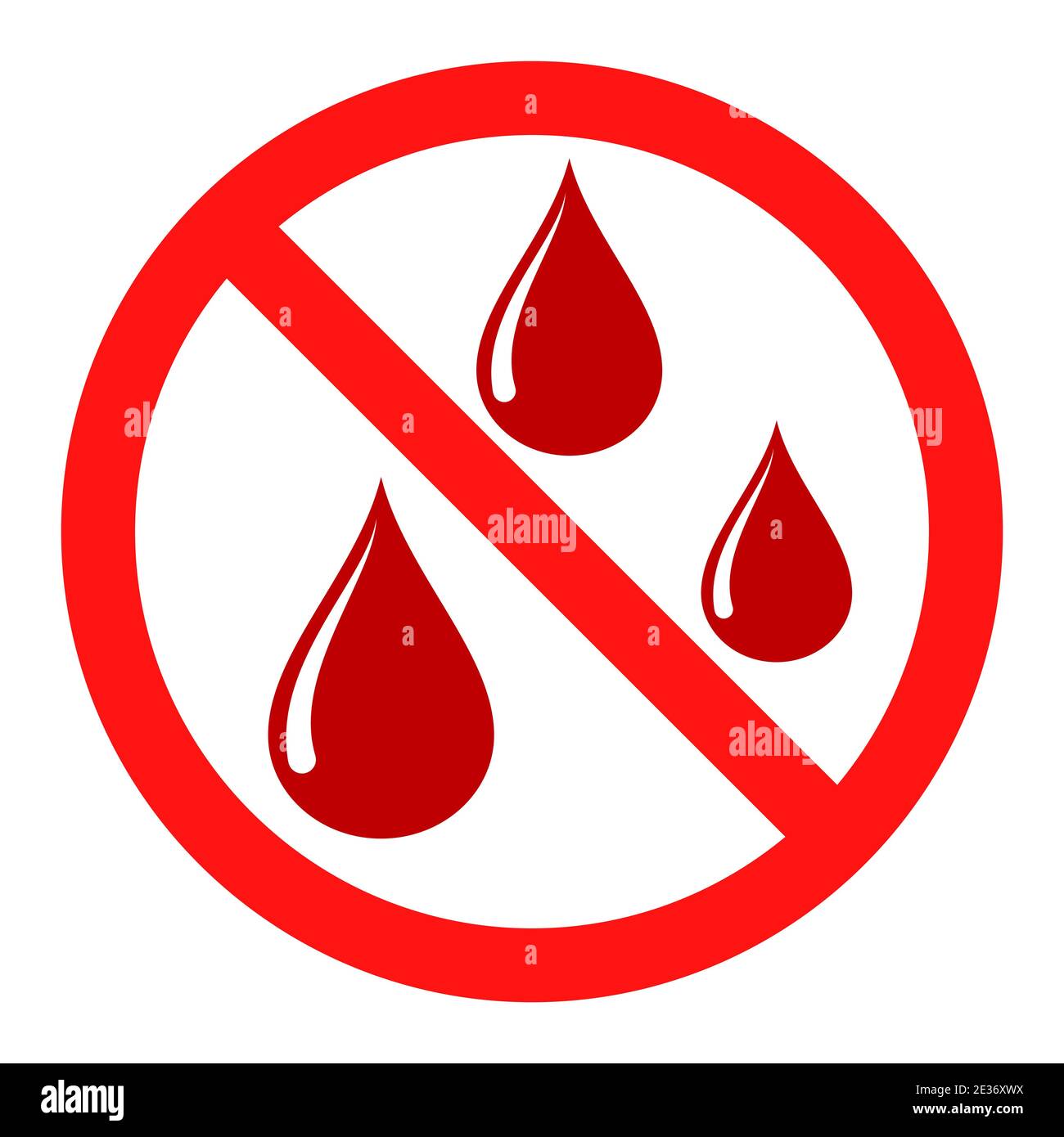No blood drop icon. Blood donation is prohibited. Stop or ban red round