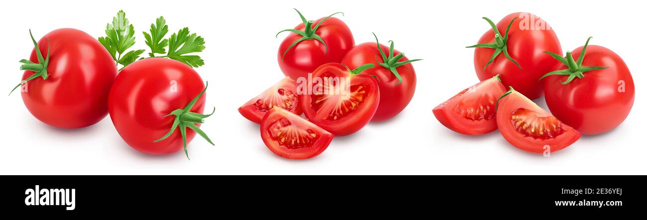 Tomato with slices isolated on white background with clipping path and ...
