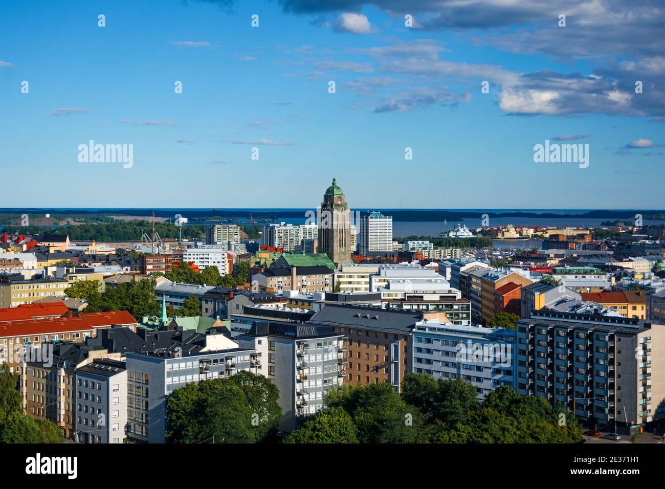 Cityscape of Helsinki (Finland), Kallio Church Stock Photo