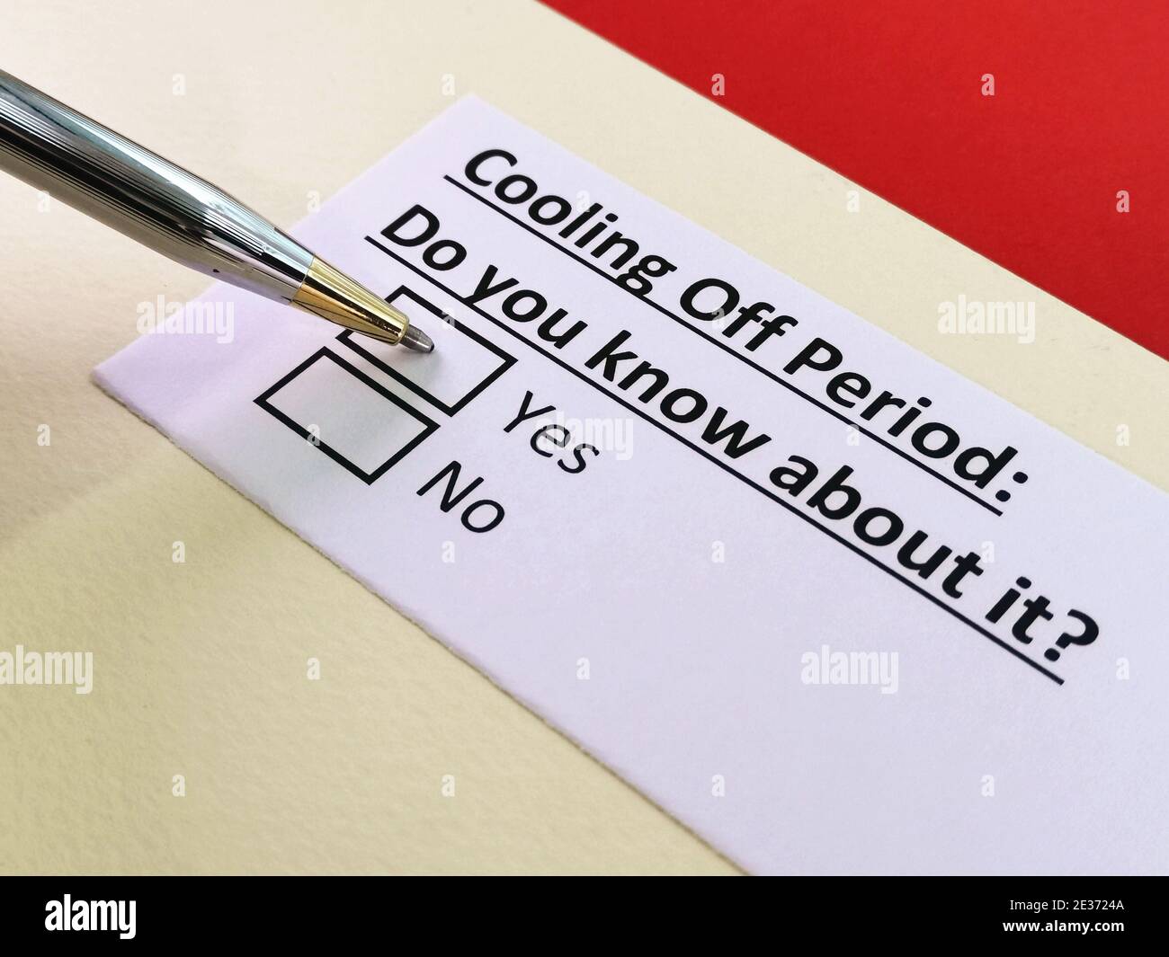 One person is answering question about cooling off period Stock Photo