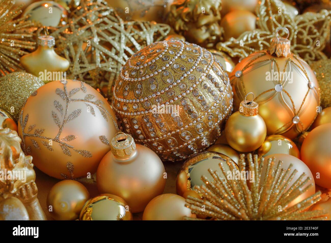 Christmas decoration in gold Stock Photo