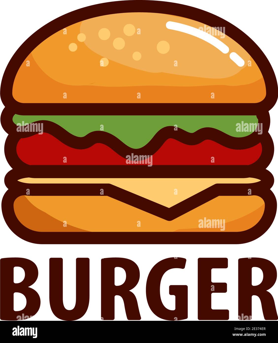 Delicious burger. Flat icon, logo or sticker for your design, menu, website, promotional items Stock Vector