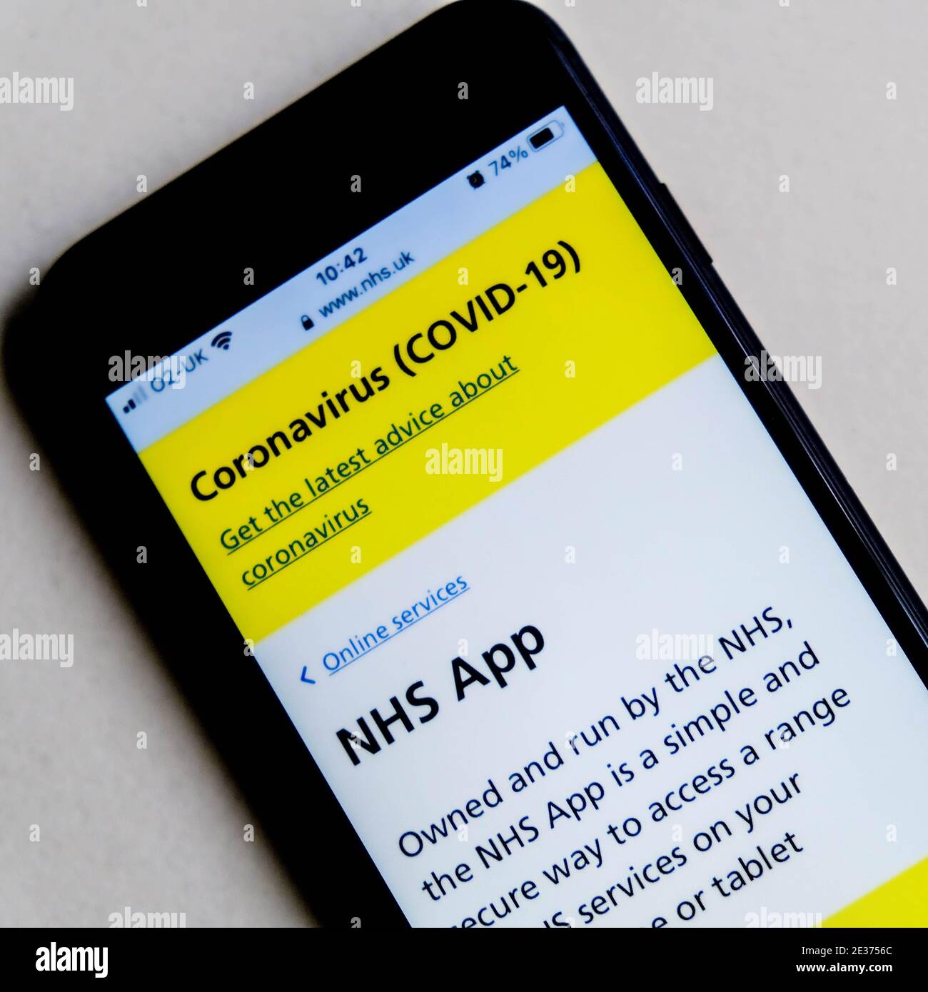 London UK, January 17 2021, NHS Owned Coivd-19 App On A Mobile Or Smart Phone Device Screen Stock Photo