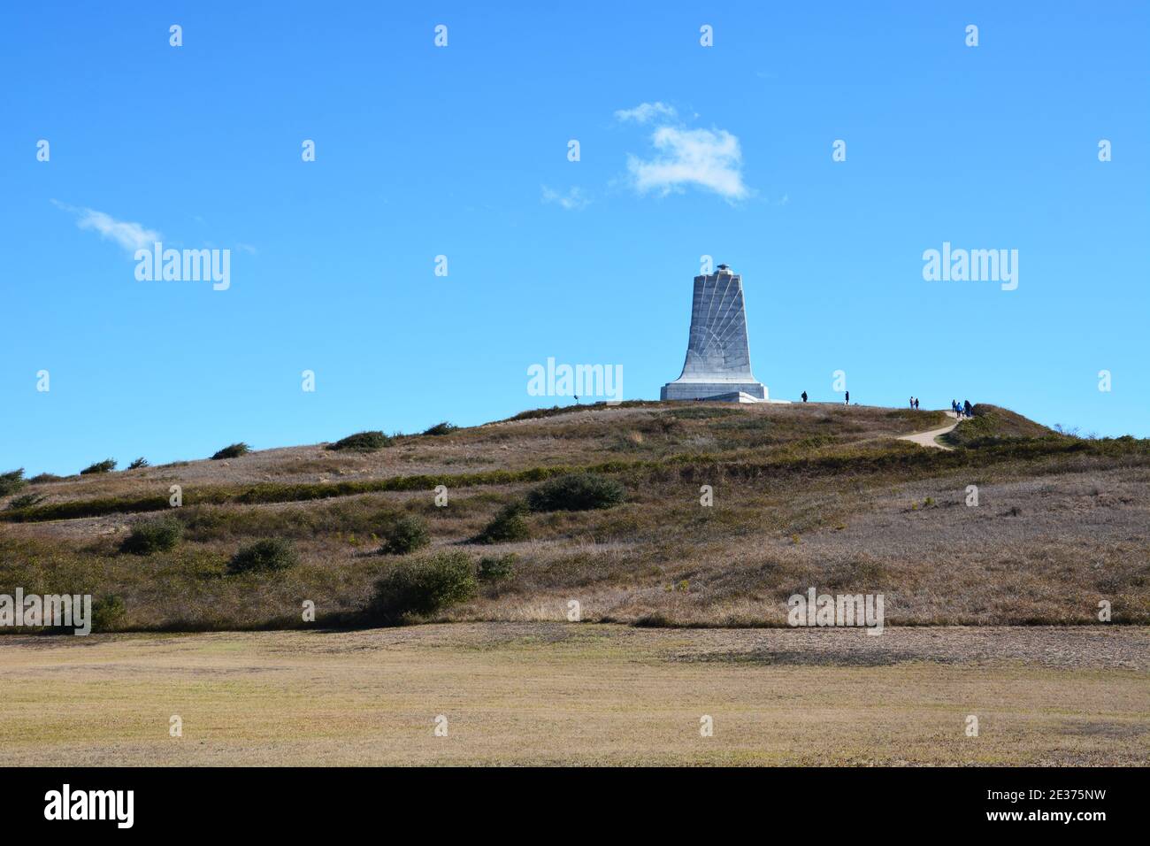 The Wright Brothers National Memorial marks the Dec 17, 1903 location of the first flight at Kill Devil Hills on the Outer Banks of North Carolina Stock Photo