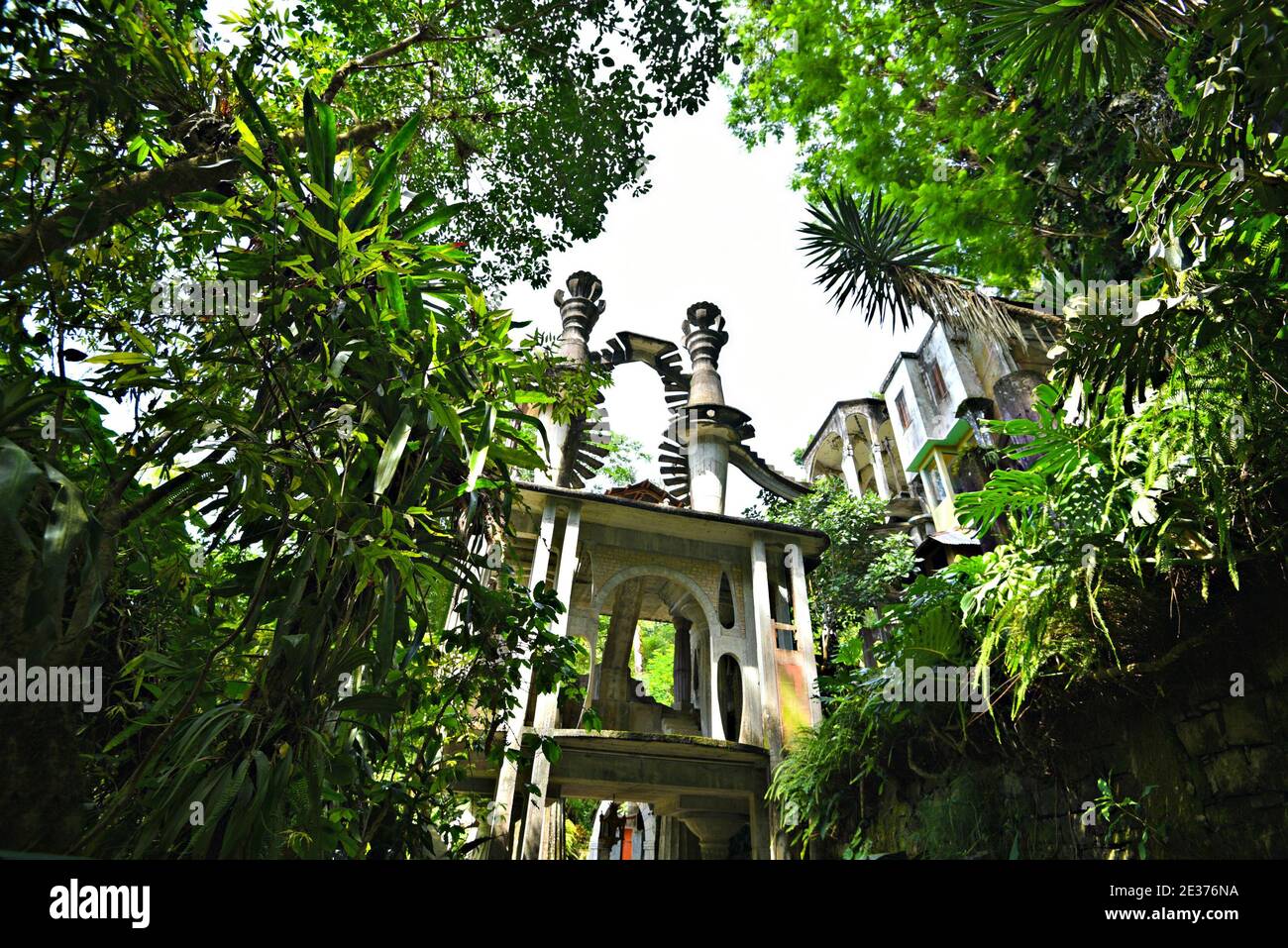 Panoramic view of the Pools, Las Pozas a surrealistic garden (Jardín surrealista) in the subtropical rain forest of the Sierra Madre mountains, Mexico. Stock Photo