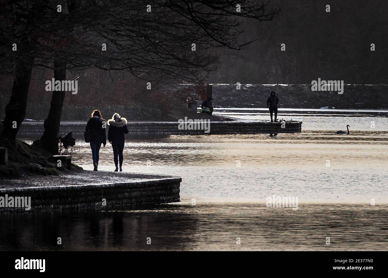 People exercise in Roundhay Park, Leeds, Yorkshire. Stock Photo