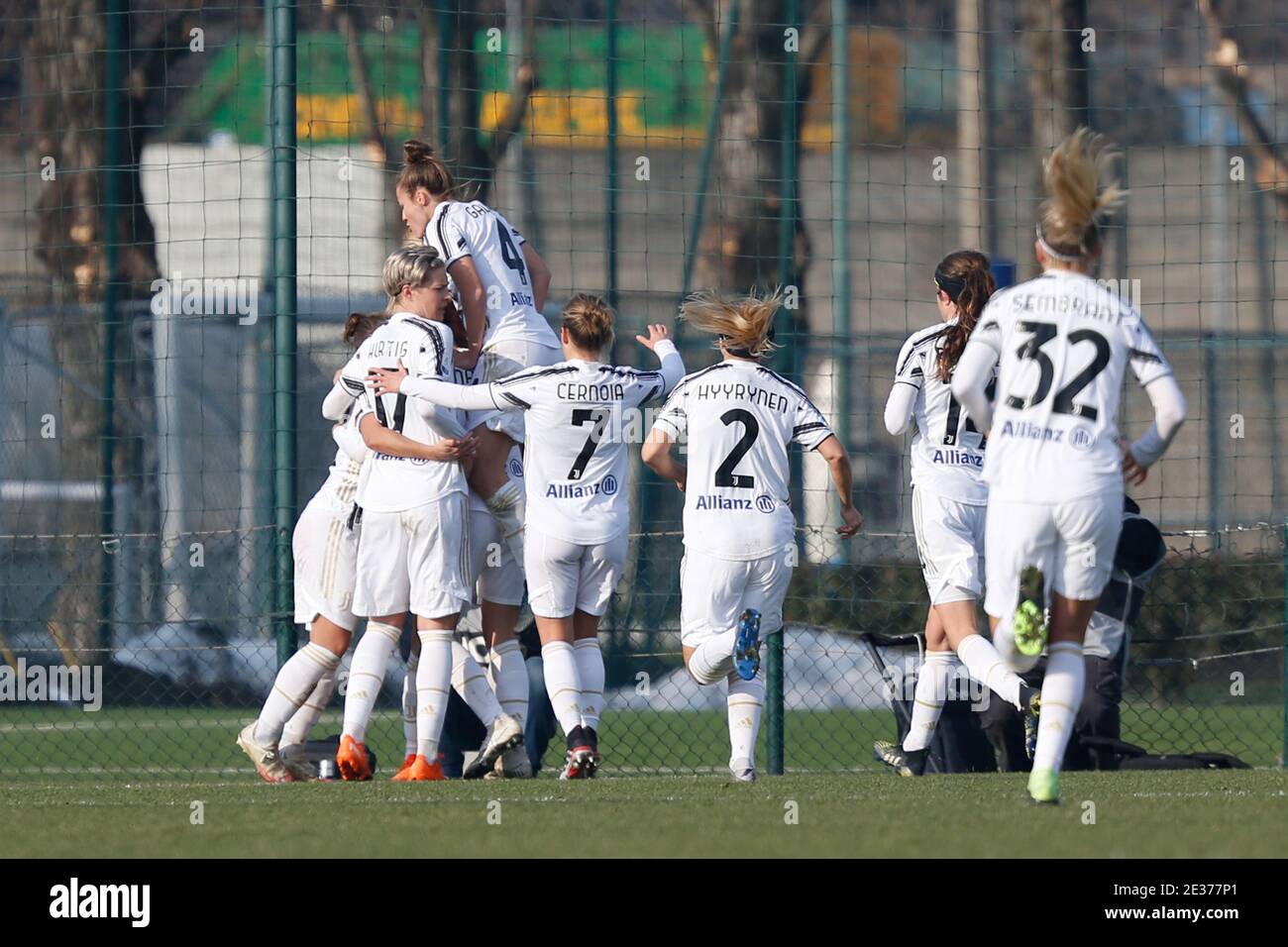 Milan, Italy. 17th Jan, 2021. Milan, Italy, Suning Youth Development Centre in Memory of Giacinto Facchetti, January 17, 2021, Cristiana Girelli (Juventus FC) celebrates after scoring the opener during FC Internazionale vs Juventus Women - Italian football Serie A Women match Credit: Francesco Scaccianoce/LPS/ZUMA Wire/Alamy Live News Stock Photo