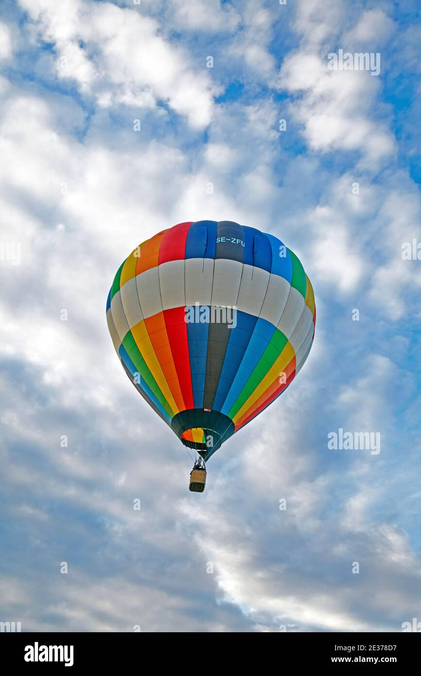 Hot air balloon flying Stock Photo Alamy