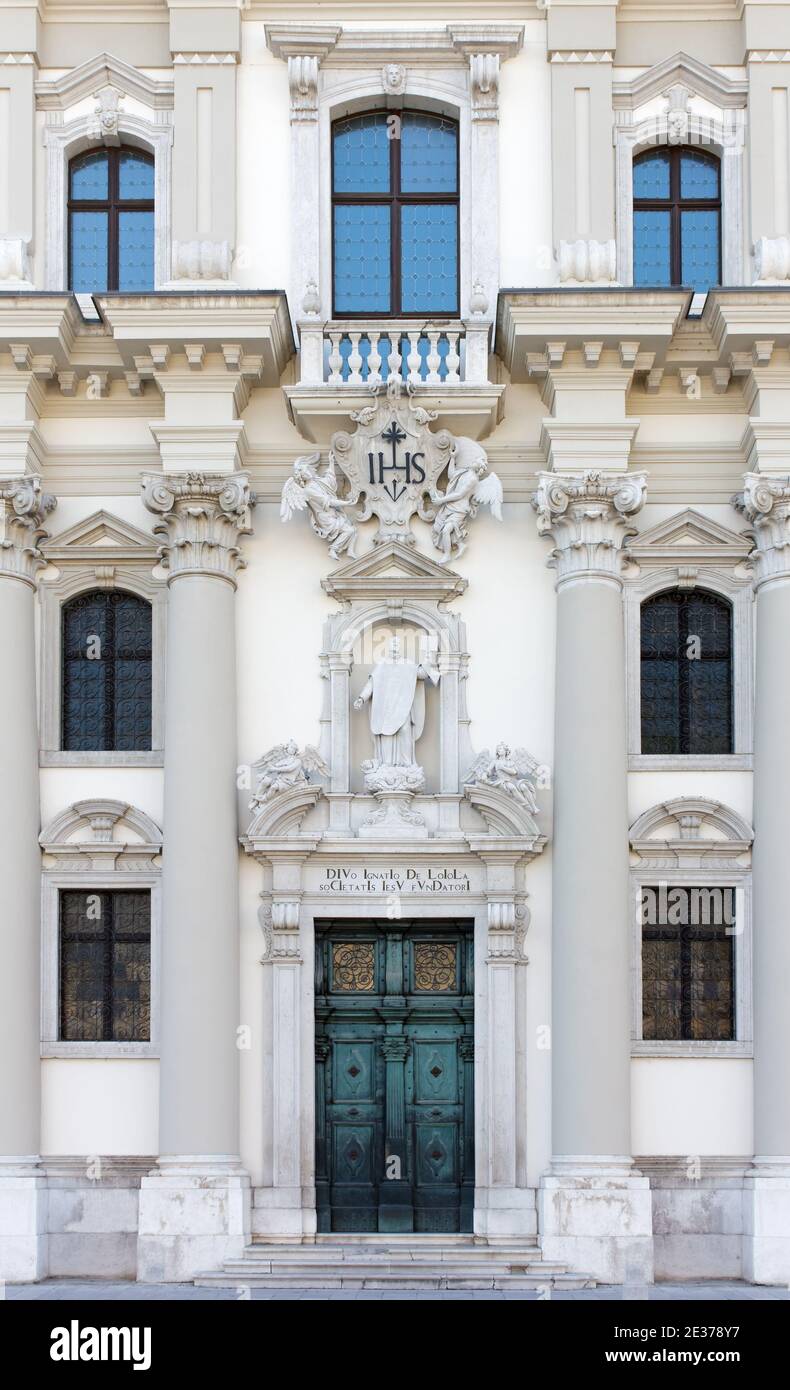 Facade of the baroque catholic church of Sant Ignazio in Gorizia, Italy Stock Photo