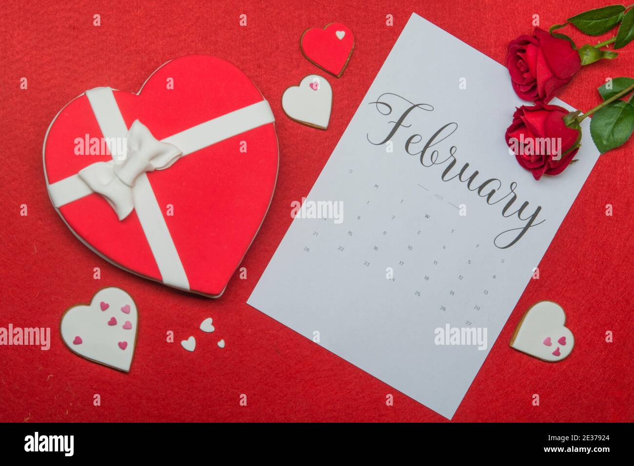 Calendar February Valentines day time Stock Photo Alamy