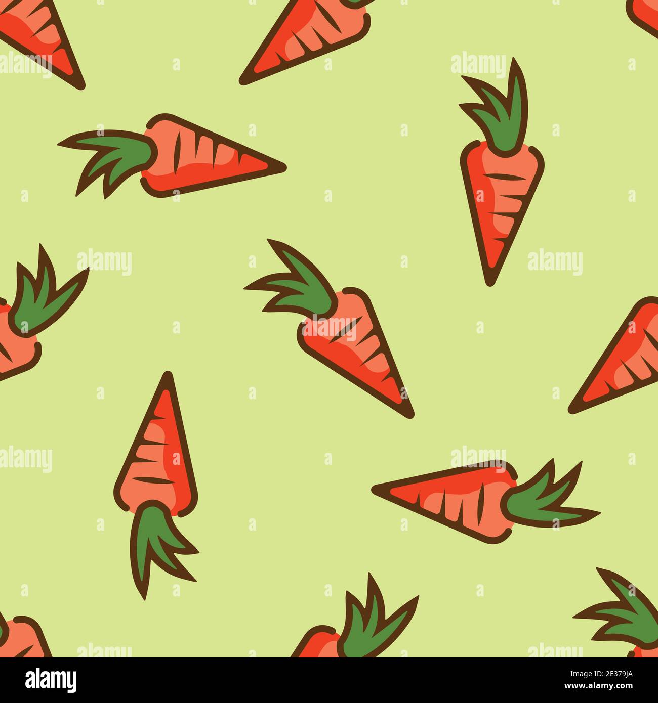 Cute carrot seamless pattern. Vector food illustration. Stock Vector