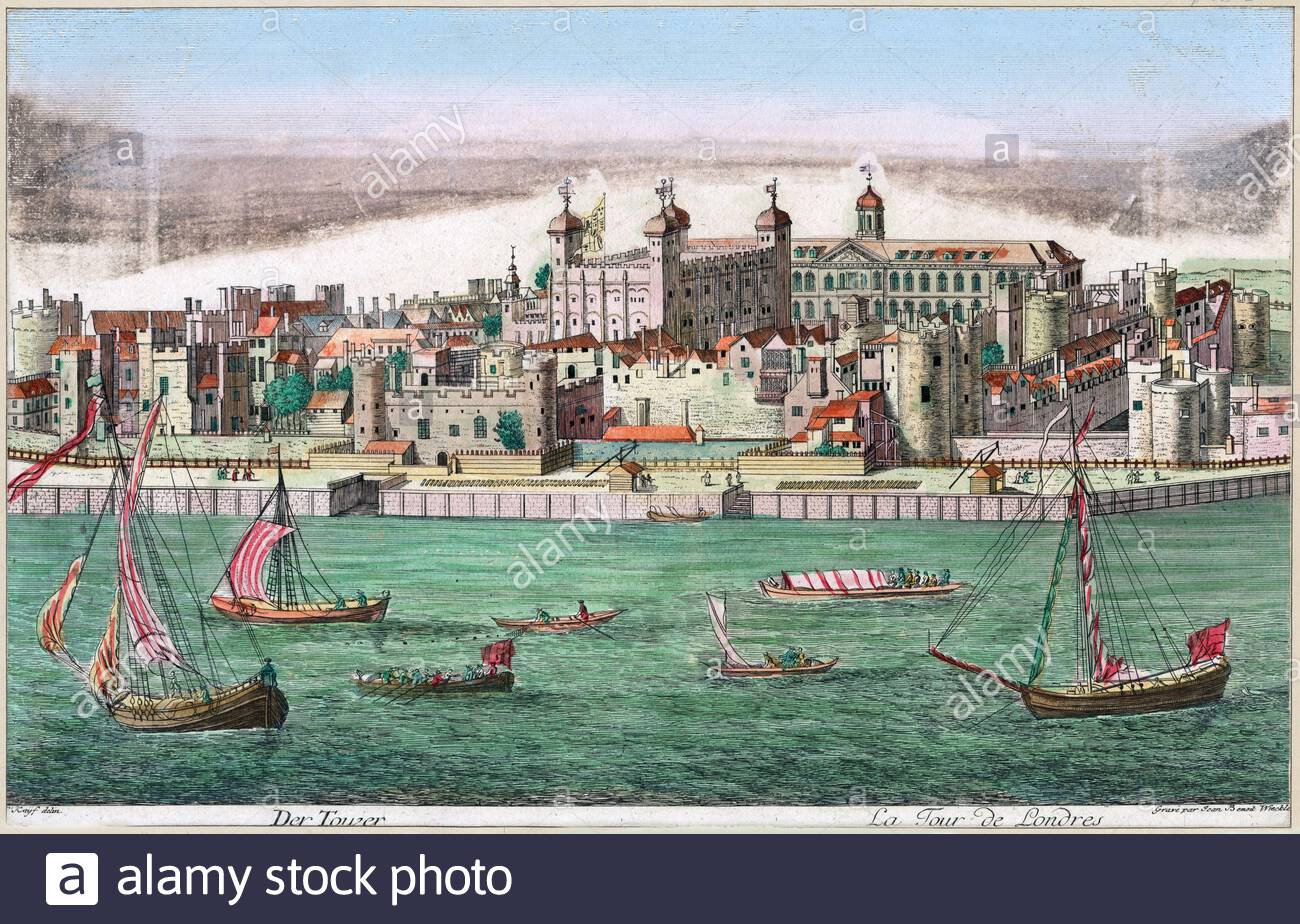 Tower of London England, vintage illustration from the 1700s Stock Photo