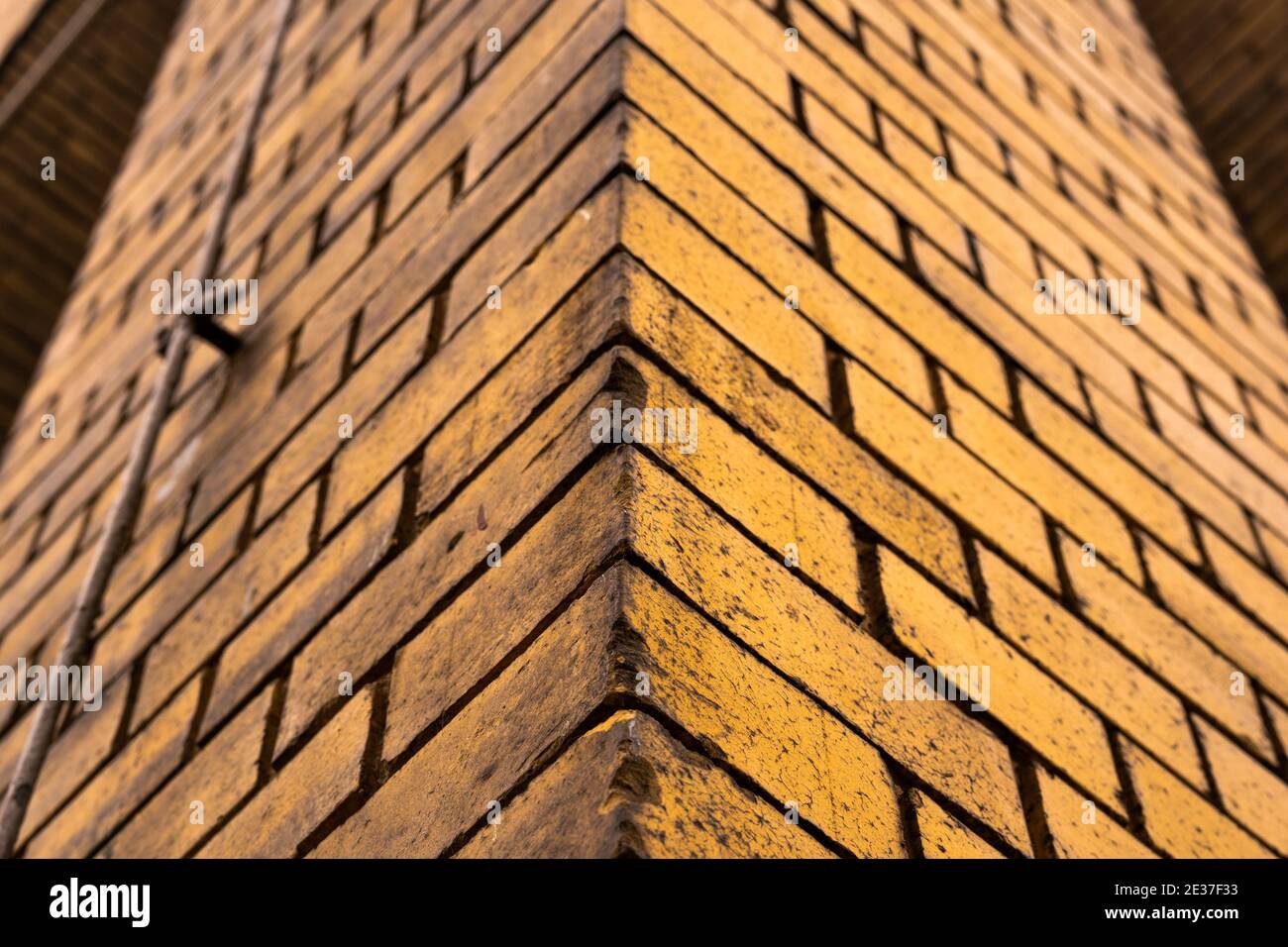 close up shot of brick wall of factory Stock Photo