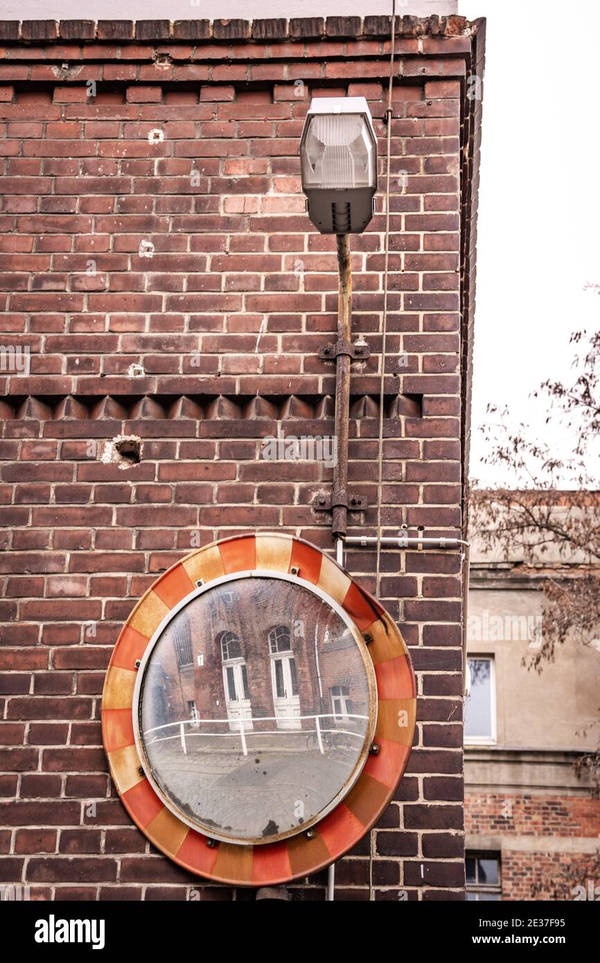 brick wall with a mirror Stock Photo Alamy