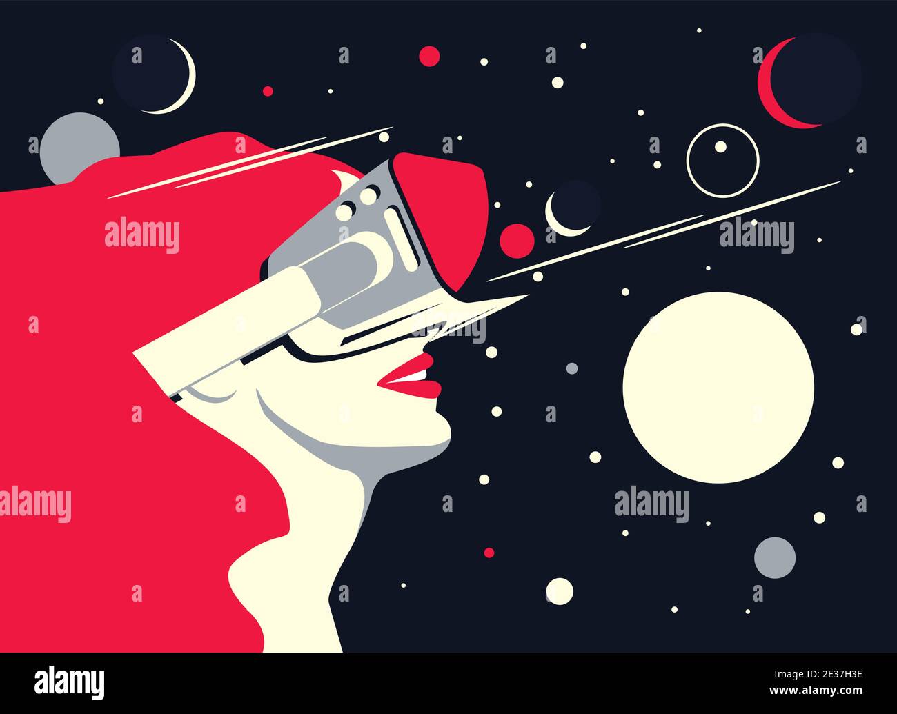 Woman using virtual reality glasses Stock Vector