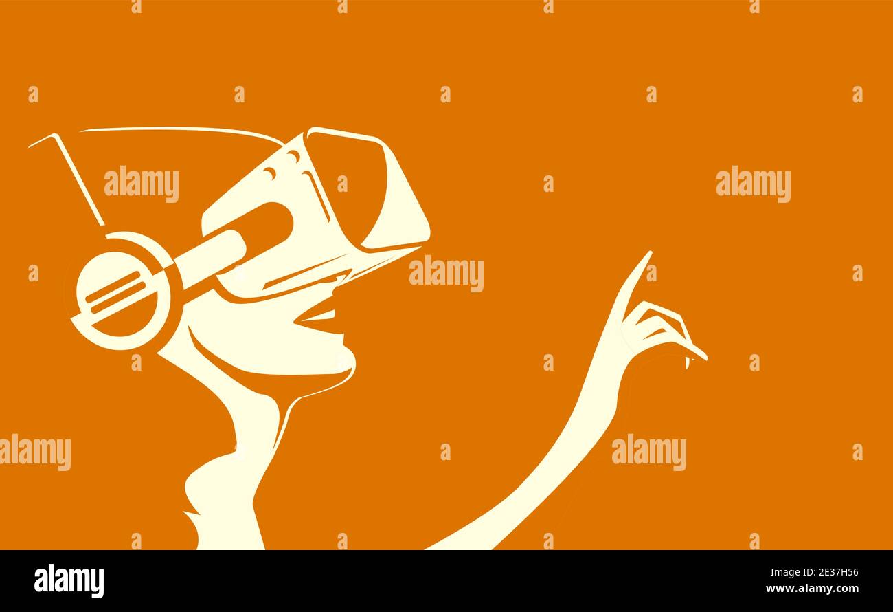 Women using virtual reality glasses  Stock Vector
