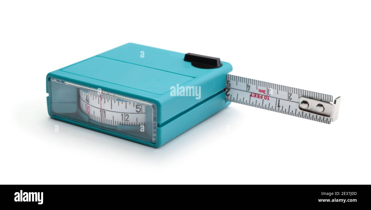 Plastic industrial measuring tape isolated on white Stock Photo - Alamy