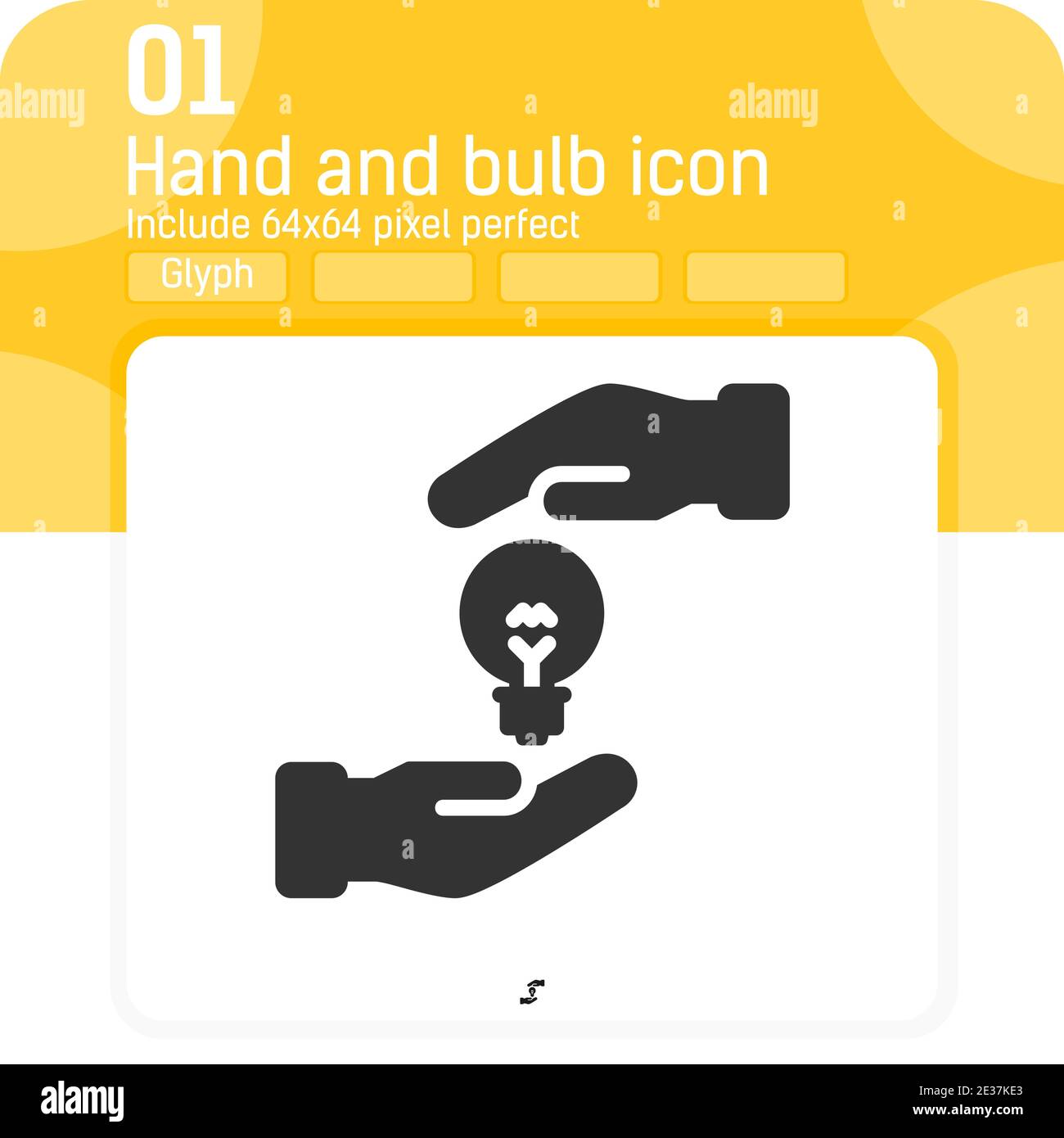 hand and bulb icon with flat style isolated on white background. Vector ...