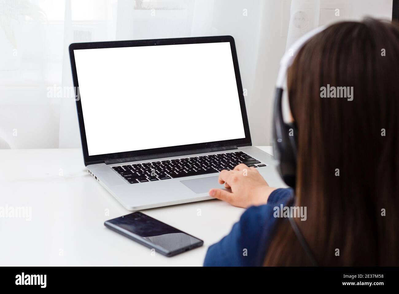 small preschool child with laptop screen blank Stock Photo - Alamy