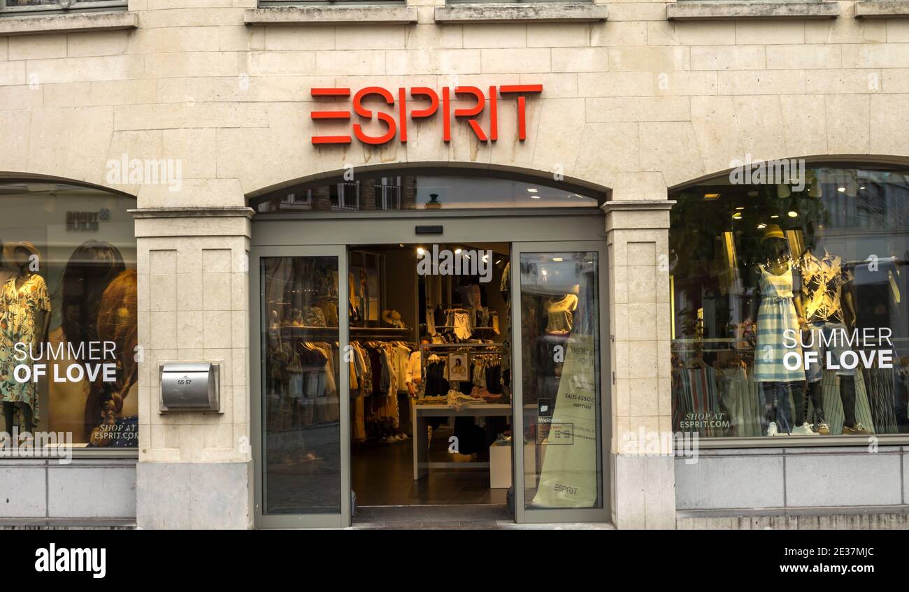 Bruges, Belgium - Esprit shop, Esprit Holdings Limited is a publicly owned  manufacturer of clothing, footwear, accessories, jewellery and housewares  Stock Photo - Alamy