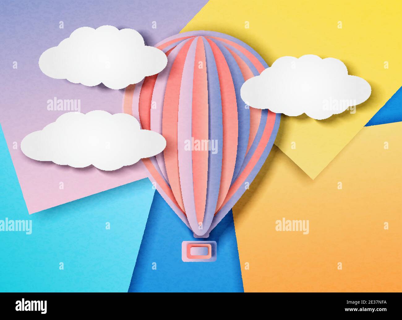 Vector illustration of a balloon flying in the sky Stock Vector Image ...
