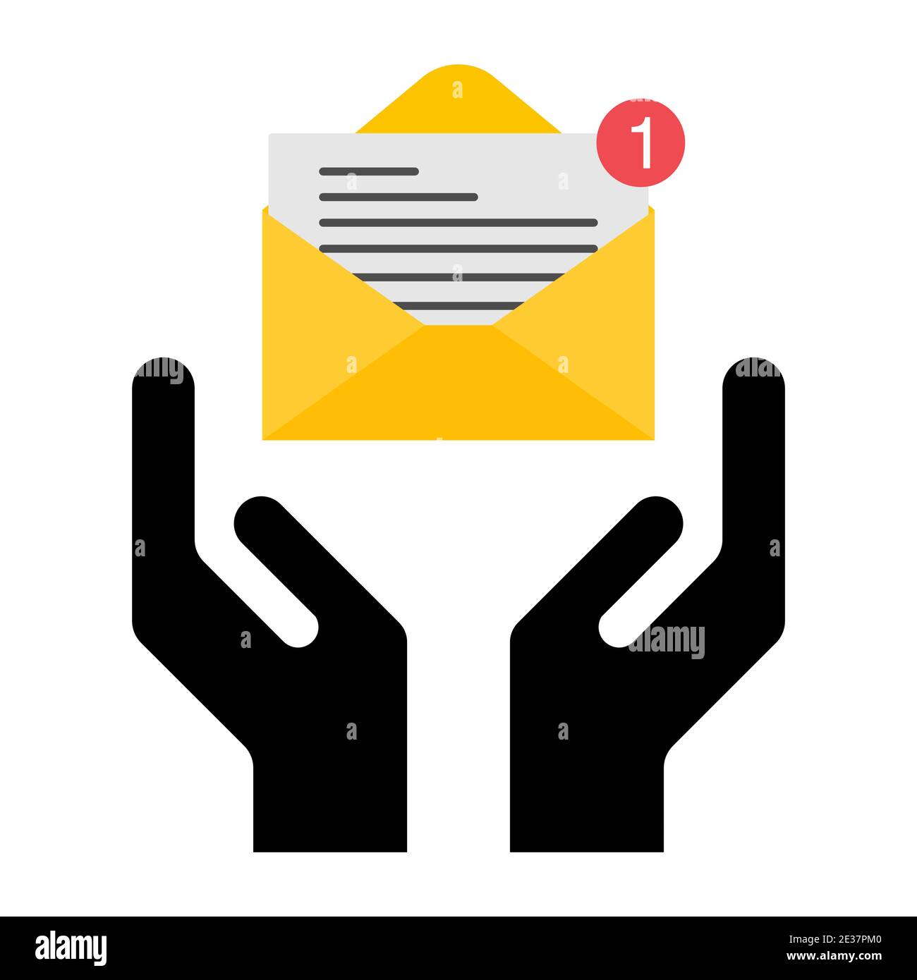 Hope icon, human hand with email symbol, help and protection graphic ...