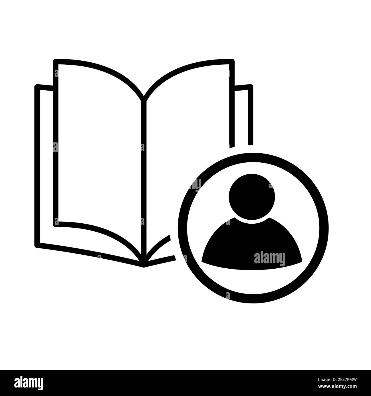 Book icon, user open education textbook, library vector illustration ...
