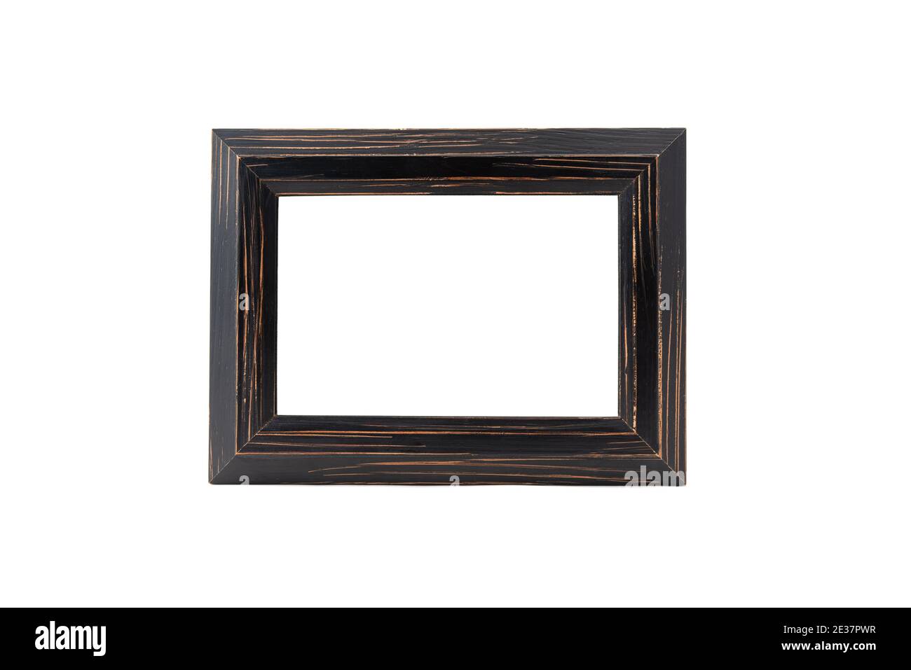 Frontal view of wooden photo frame isolated on white background Stock Photo