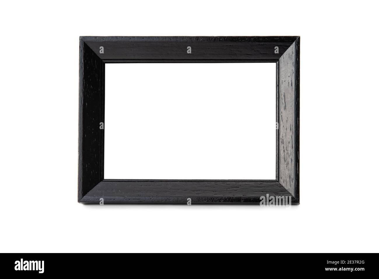 Frontal view of small wooden black photo frame  isolated on white background Stock Photo