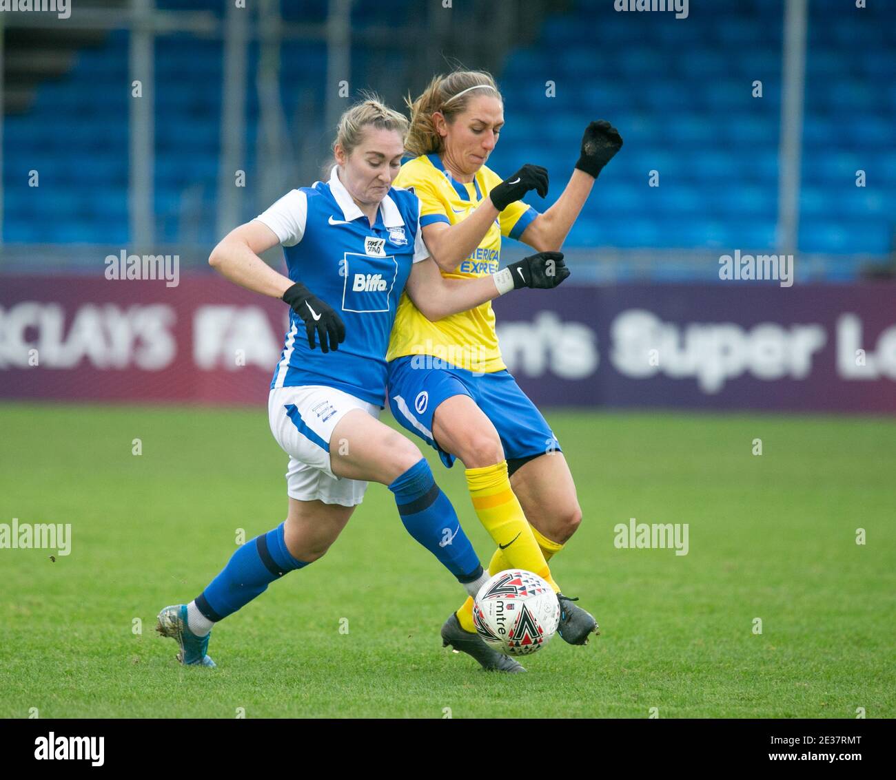 Solihull, West Midlands, UK. 17th Jan, 2021. WSL: BCFC v Brighton and Hove Albion. Blues striker Claudia Walker in action. Credit: Peter Lopeman/Alamy Live News Stock Photo