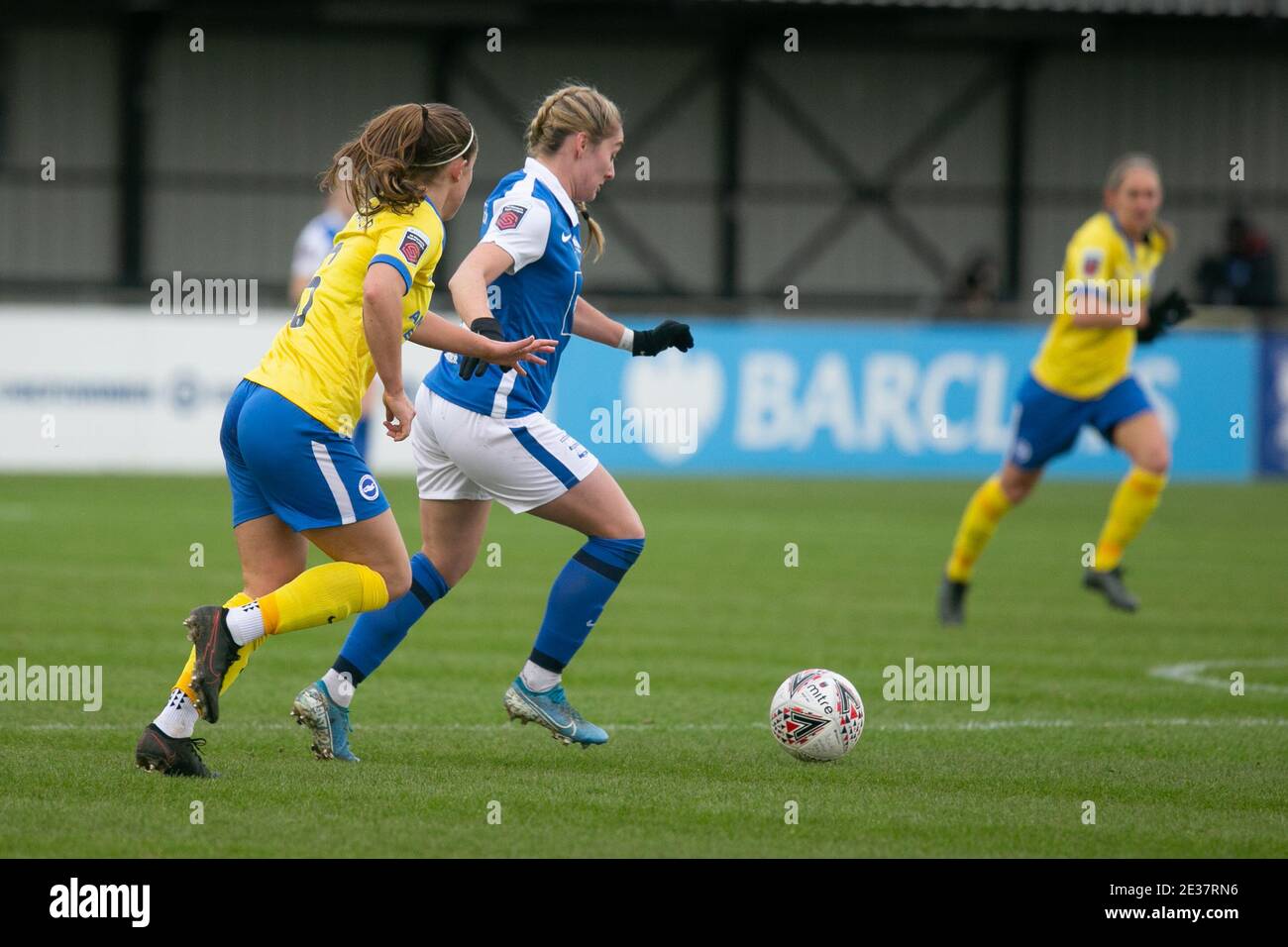 Solihull, West Midlands, UK. 17th Jan, 2021. WSL: BCFC v Brighton and Hove Albion. Blues striker Claudia Walker takes the ball forward. Credit: Peter Lopeman/Alamy Live News Stock Photo