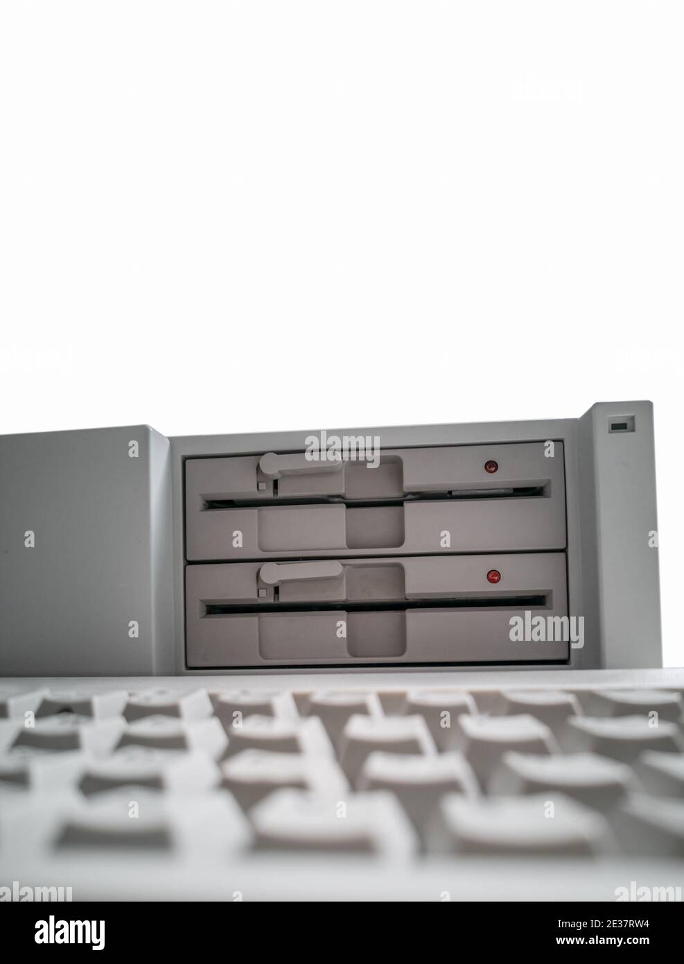 Antique computer 5 inch disk drives and keyboard Stock Photo - Alamy