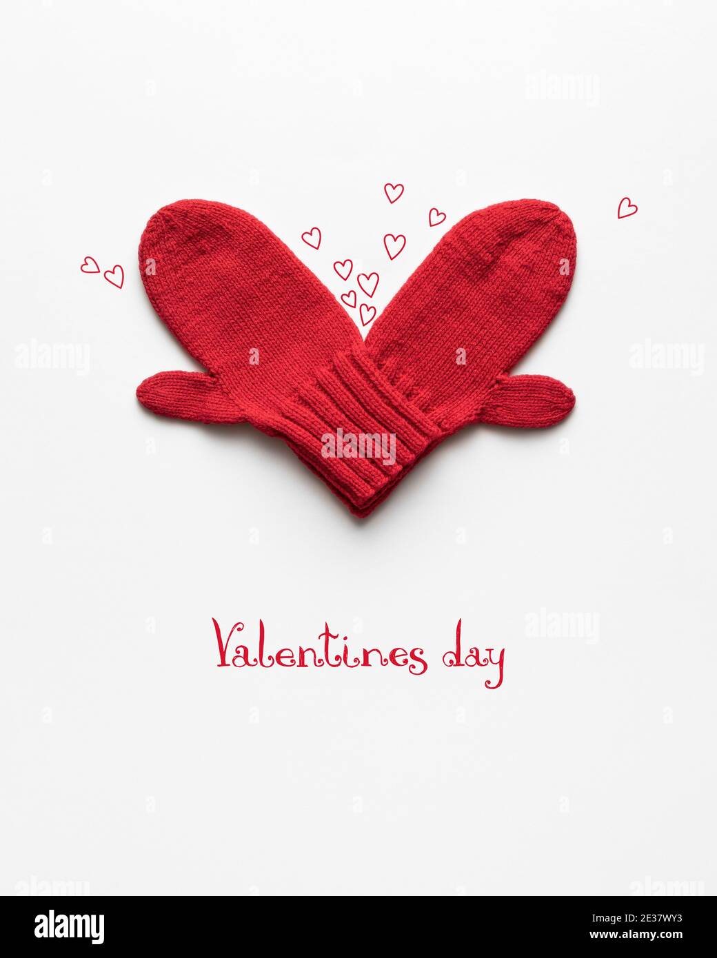 Happy valentines day greeting card with red heart on white background ...