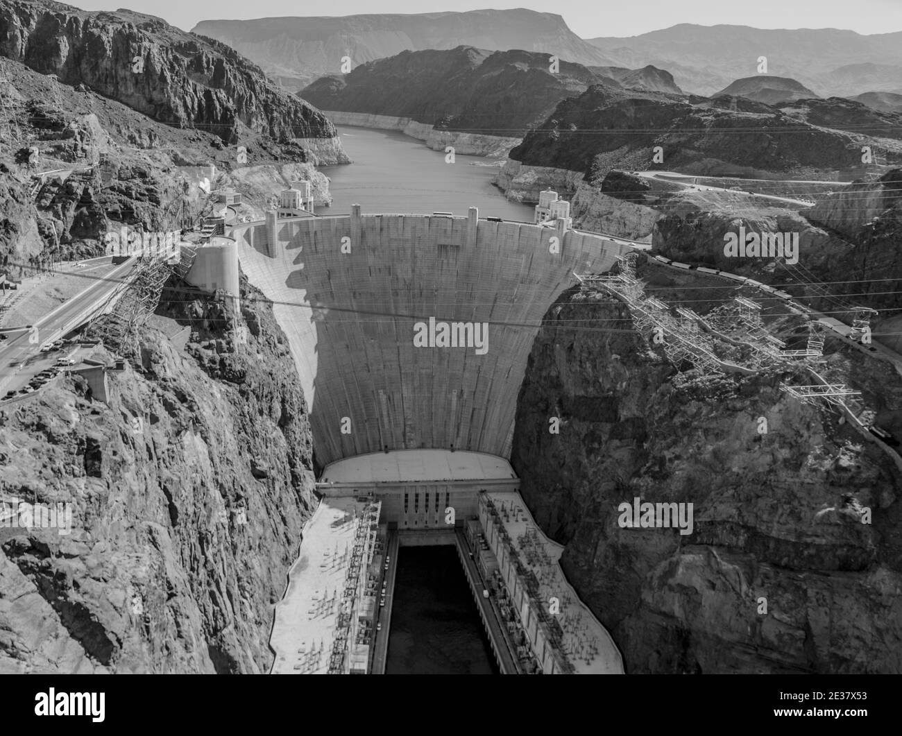 Las Vegas, NV, USA - May 9, 2016:  Vistas of Hoover Dam, Lake Mead and the Mike O'Callaghan–Pat Tillman Memorial Bridge located near to Las Vegas, Nev Stock Photo