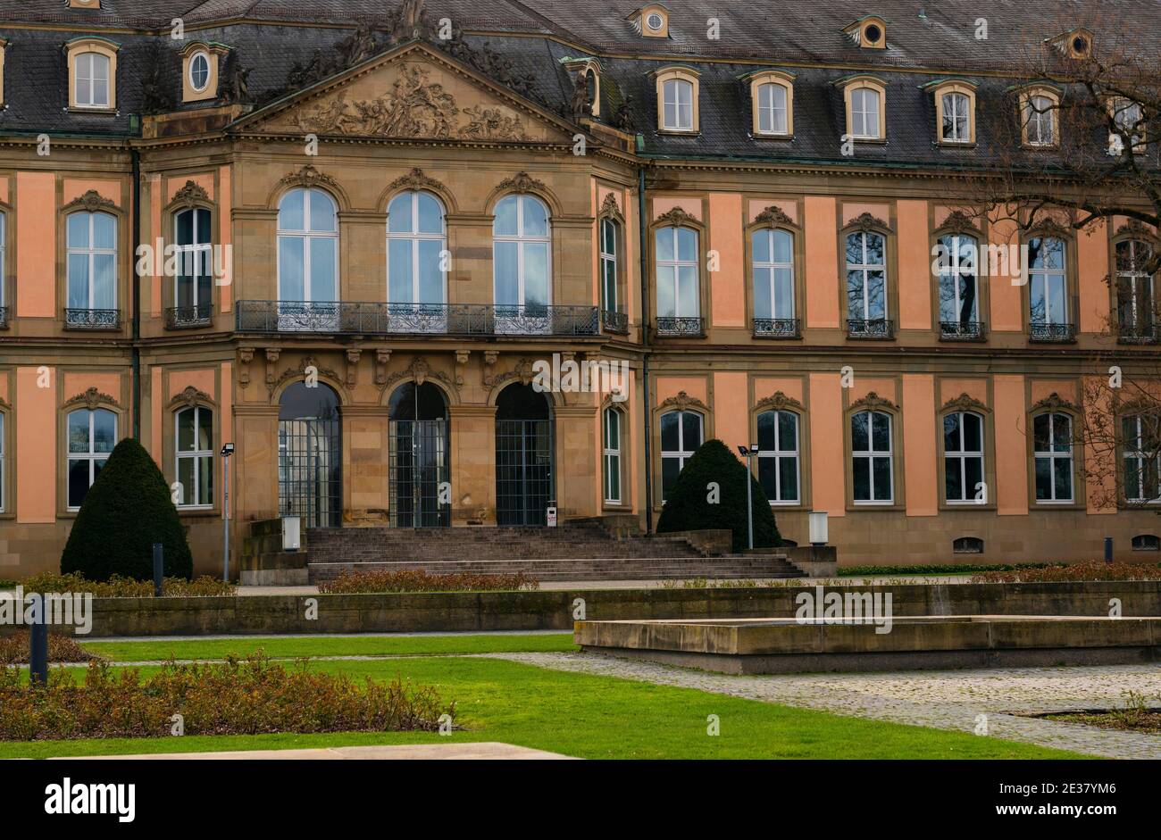 7 March 2020, Stuttgart, Germany - New Castle (Neues Schloss) on Caste Square (Schlossplatz),18th-century Baroque palace Stock Photo