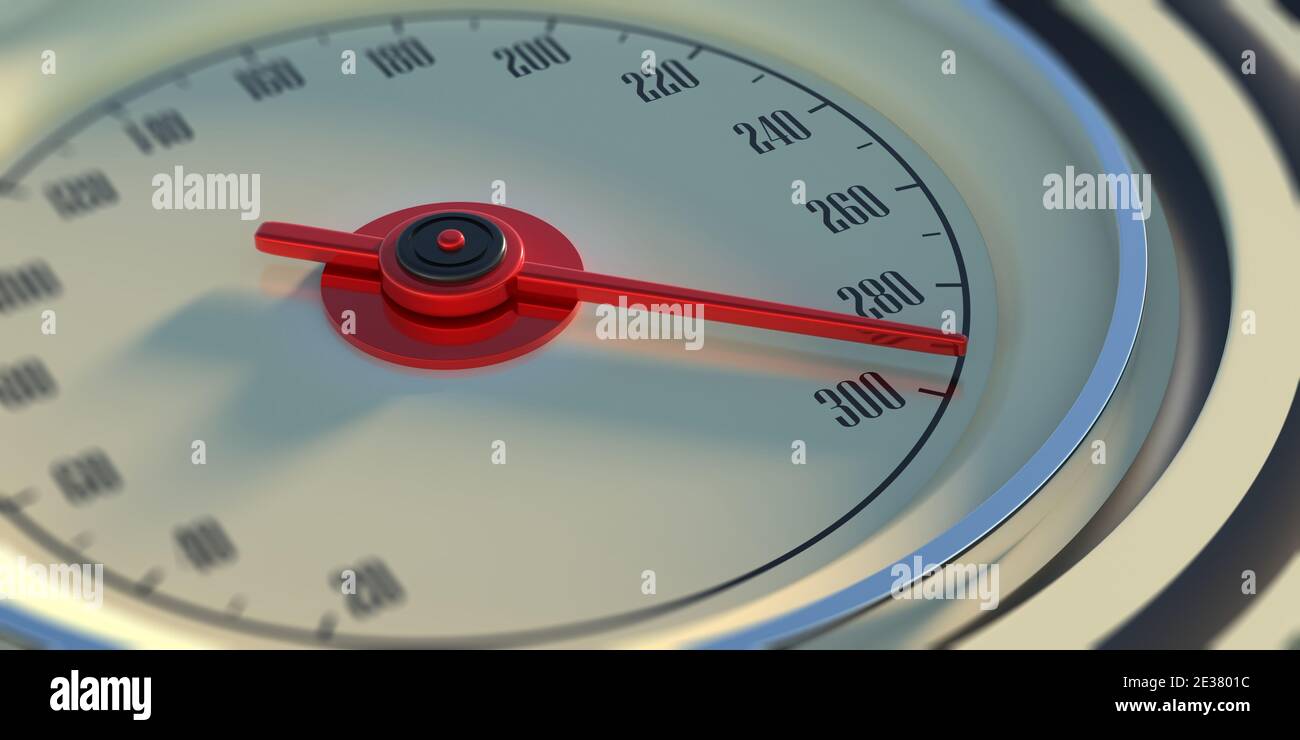 Speed limit exceed, moto race concept. 300 high speed indication, Car