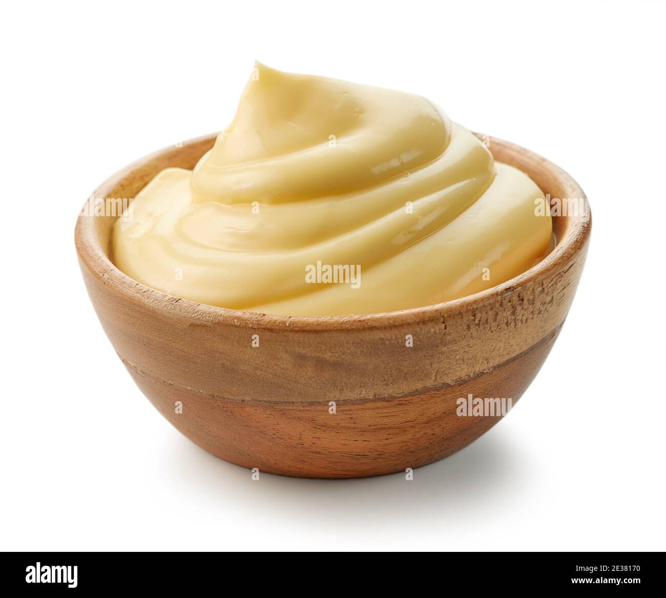 wooden bowl of mayonnaise isolated on white background Stock Photo Alamy