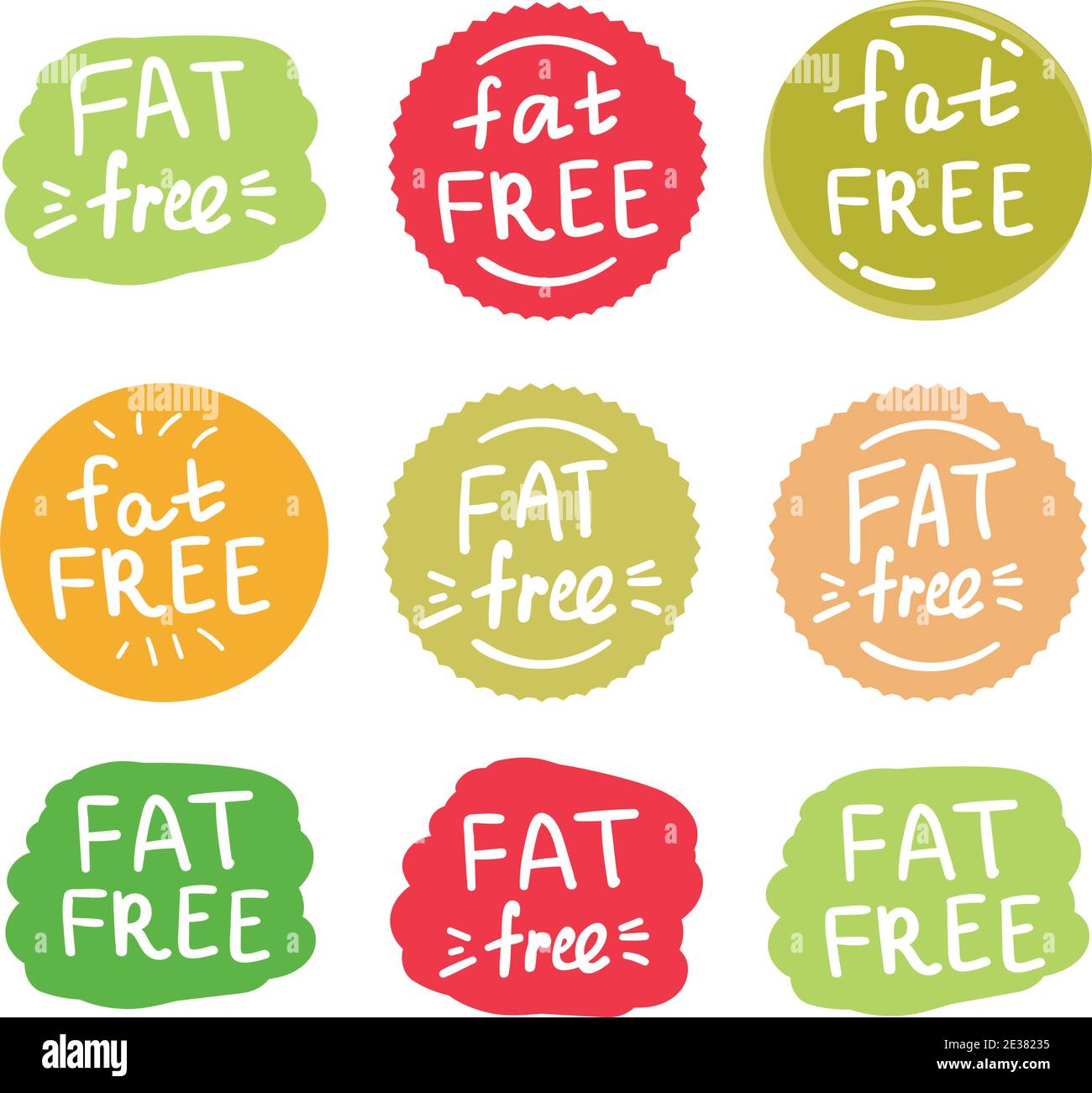 Vector colorfull eco label with text - fat free. Stock Vector