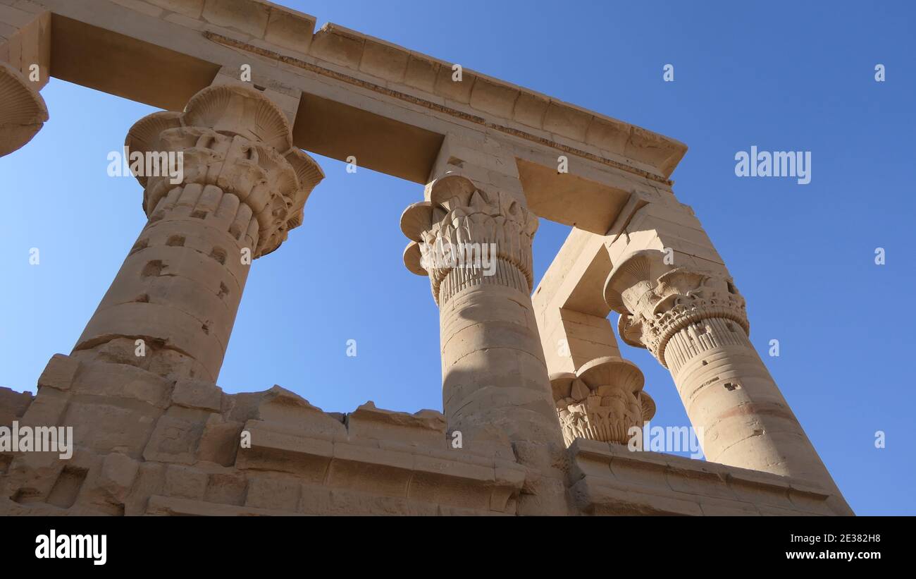 Ägypten - Philae Tempel - Assuan - Nubisches Dorf Stock Photo