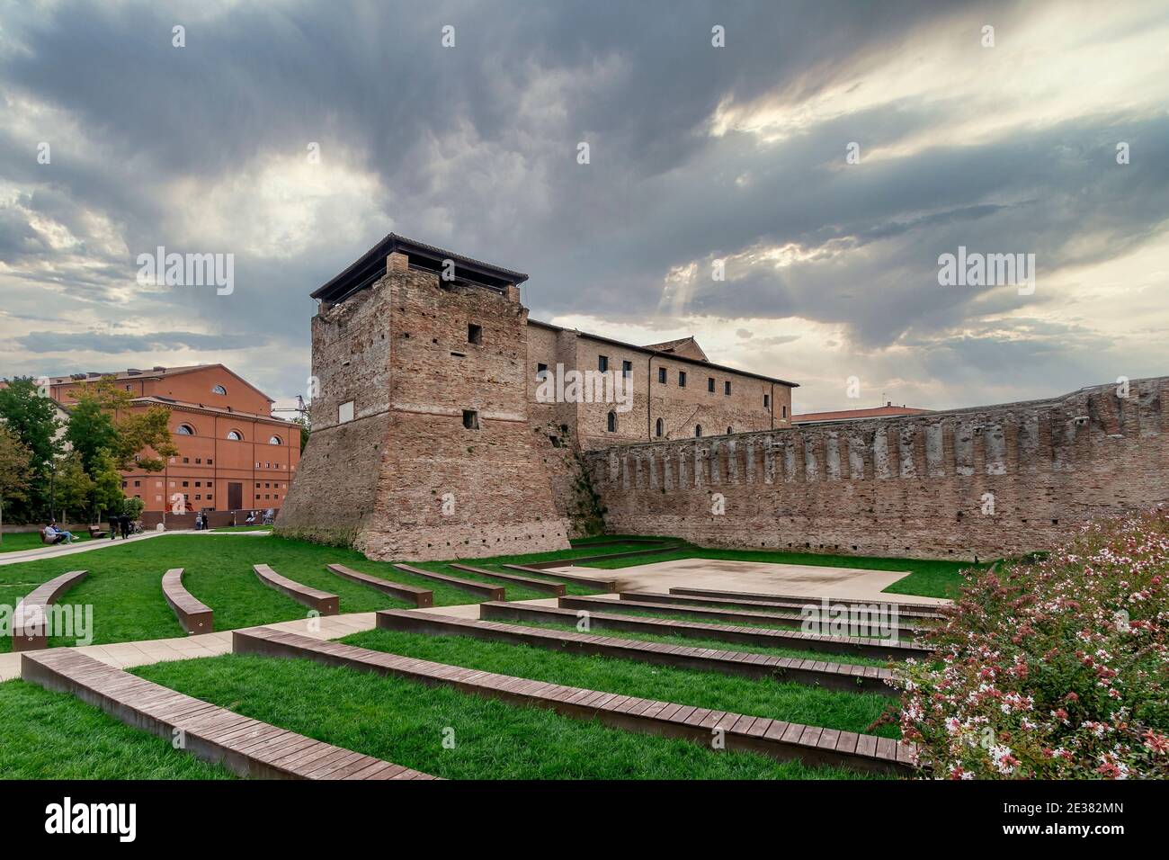 The Castel Sismondo in the historic center of Rimini, Italy, under a ...