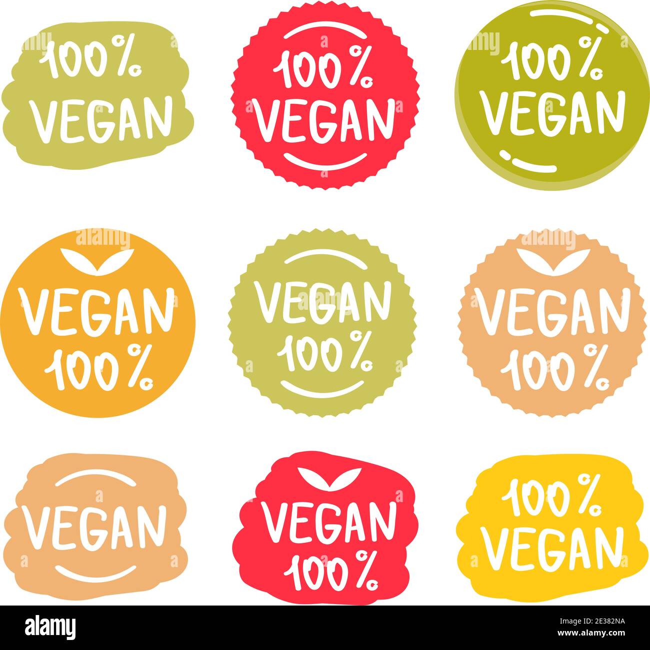 Vegan 100 percent icon, isolated vector set Stock Vector