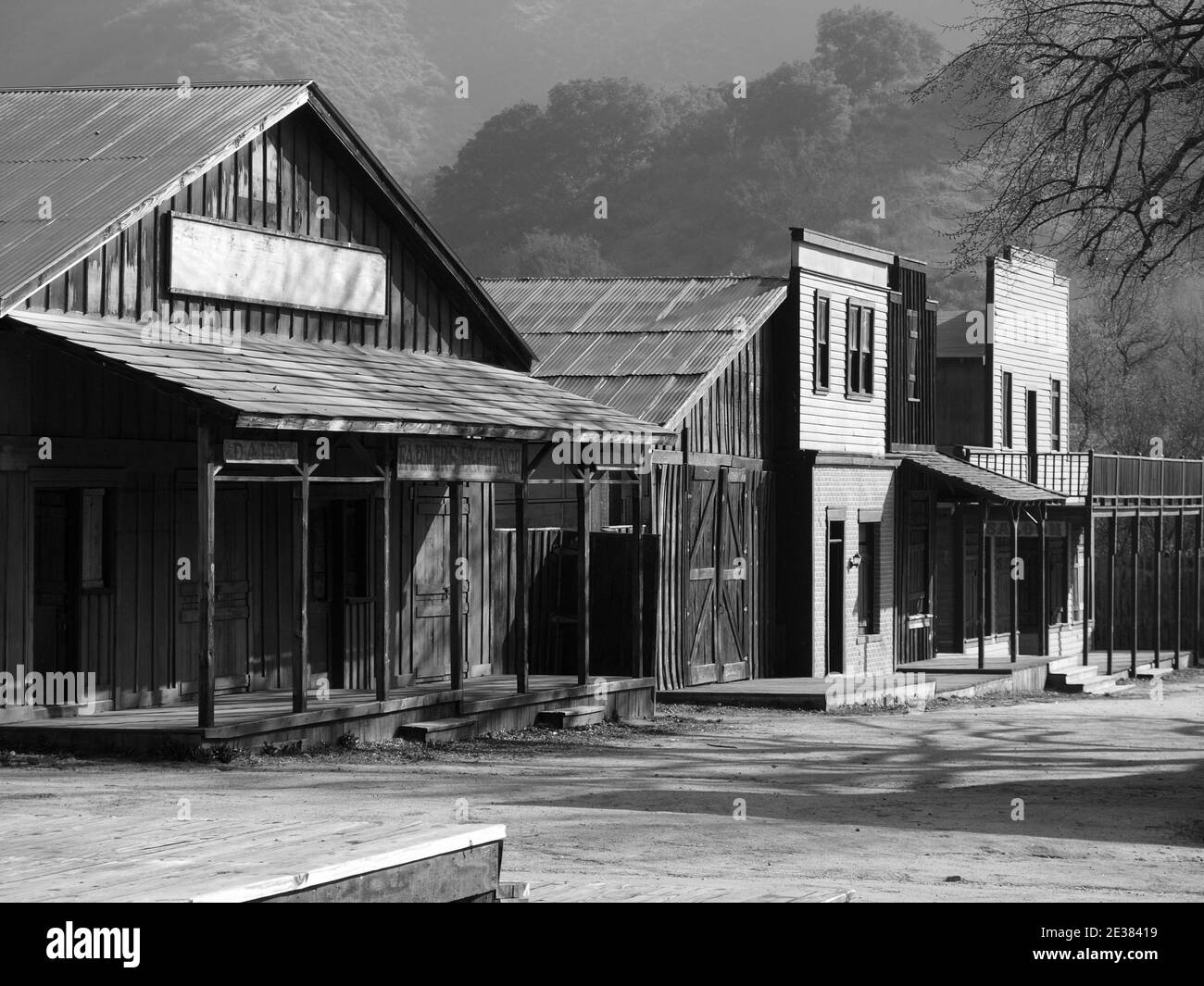 Historic Paramount Ranch building facade, now part of Santa Monica Mountains National Park. Stock Photo