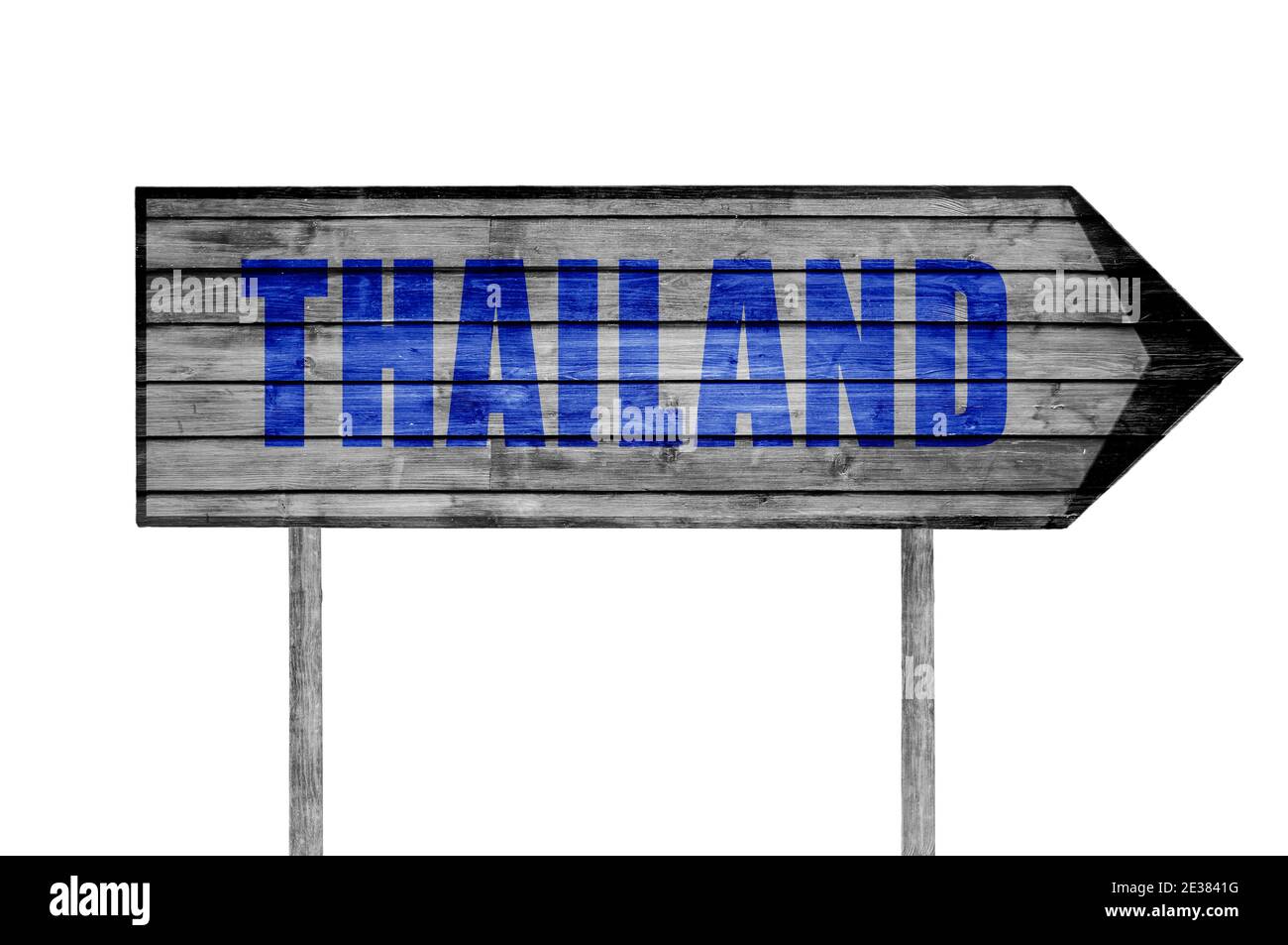 Thailand wooden sign with beach background Stock Photo