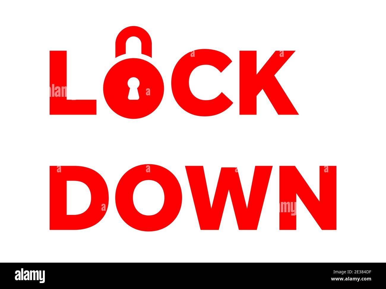 Lockdown text with padlock icon vector illustration Stock Vector