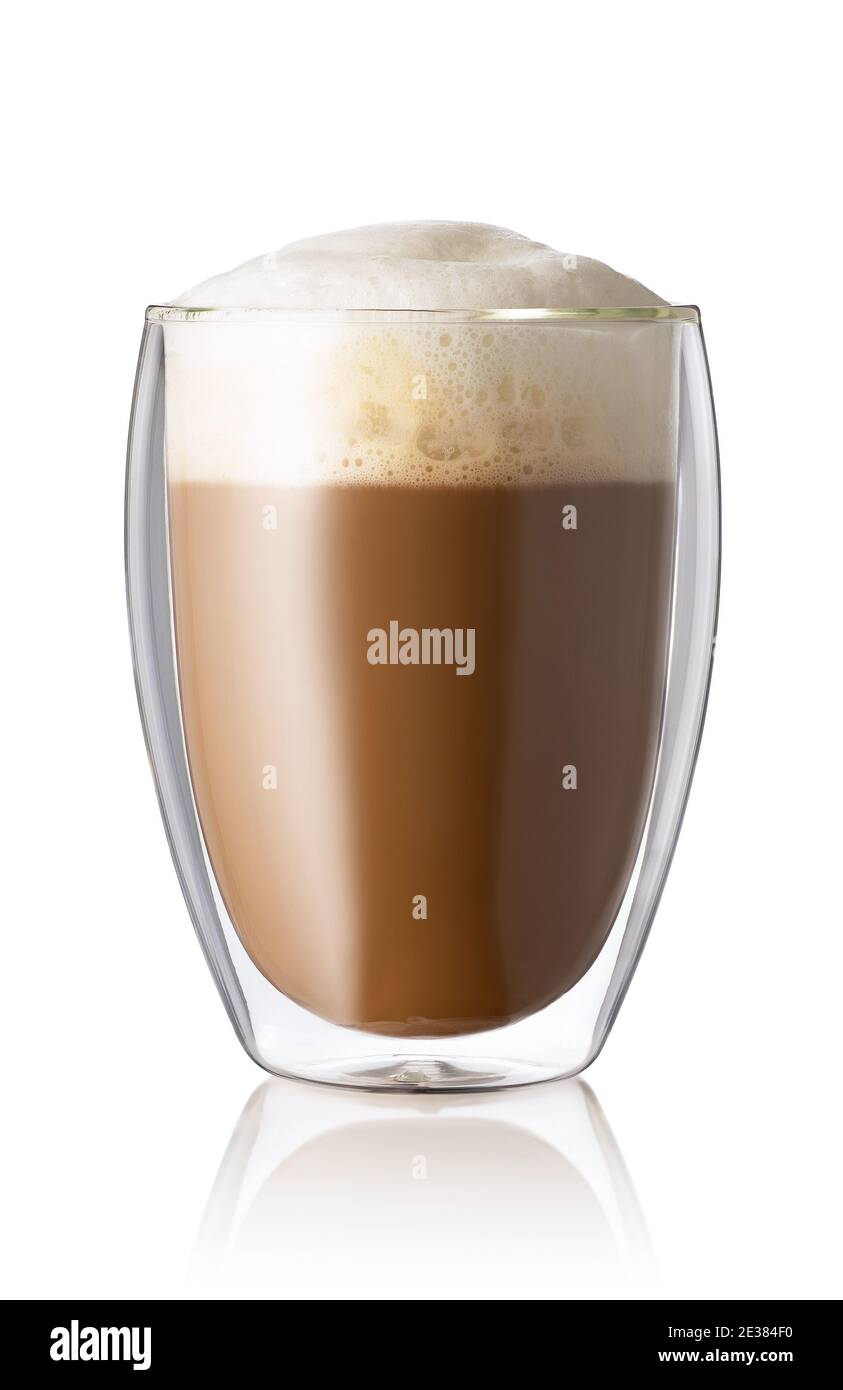 cappuccino in glass isolated on white Stock Photo - Alamy