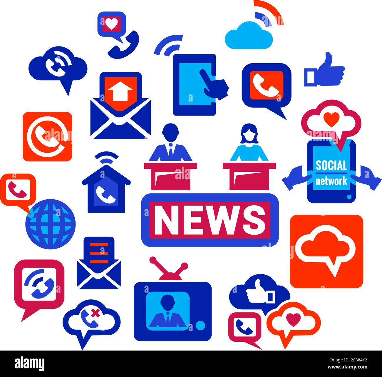 Flat Communication Icons Set for web and mobile. Stock Vector