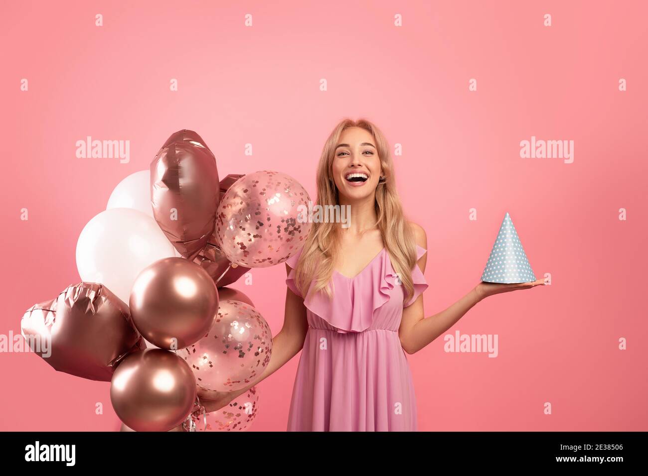 Happy Birthday Pretty Lady Ballon Pink Stock Illustration - Illustration of  isolated, dress: 139709459