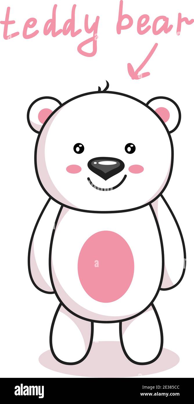 Cute cartoon Teddy bear, vector illustration isolated on white ...