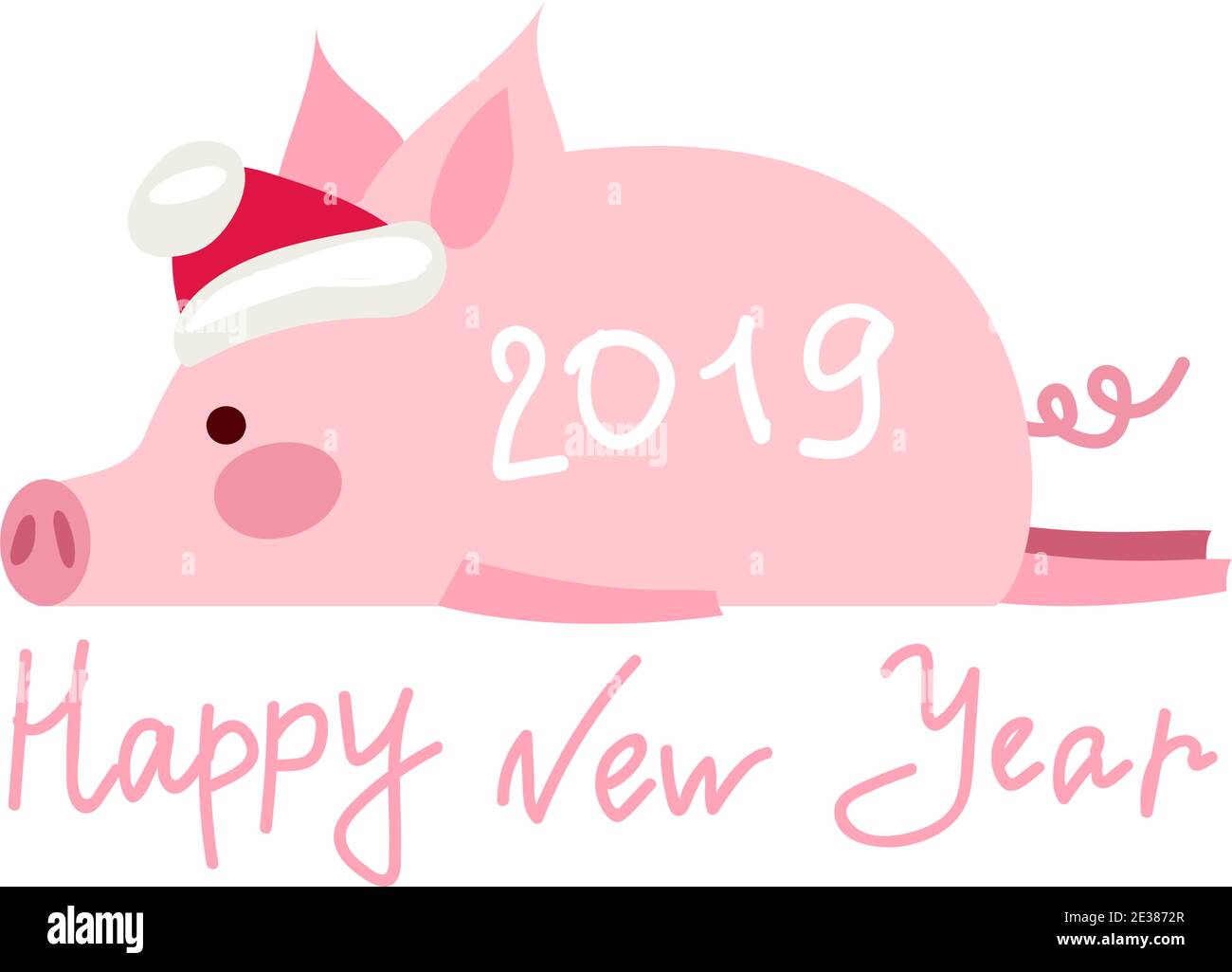 Vector illustration, Happy New Year 2019 funny card design with cartoon ...