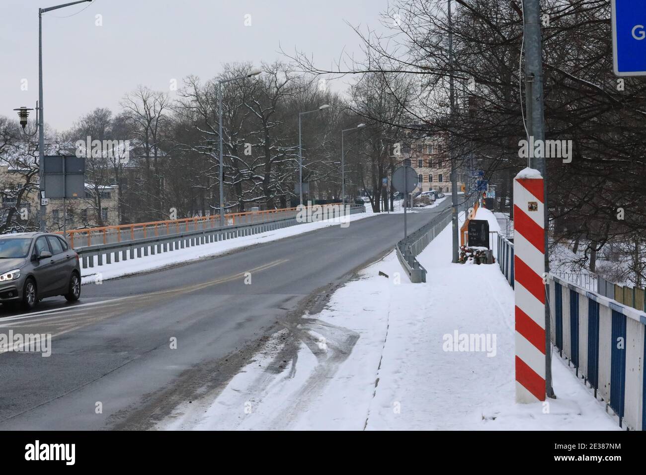 der Grenzübergang Görlitz Zgorzelec, einen Tag  vor der Corona Testpflicht für Pendler, am 17.01.2021 Stock Photo